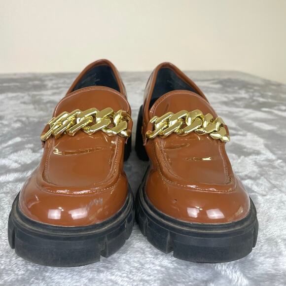Y2K Madden Girl Loafers Sz 7.5 Brown Chunky Lug Chain Indie Sleaze Whimsigoth - Picture 4 of 8